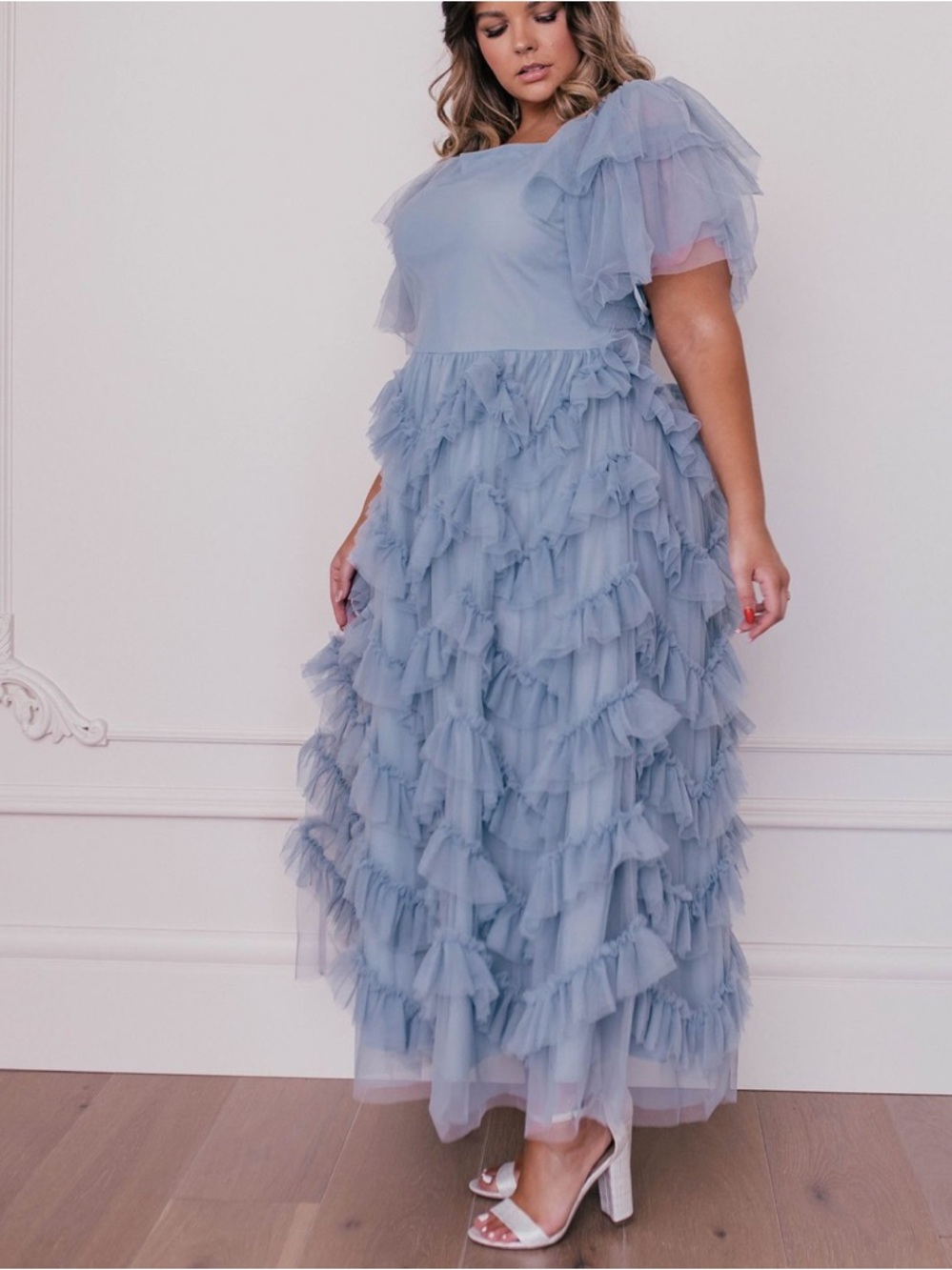 Jessakae Isla Maxi Dress Tulle size XL Dusty Blue NEW $175 - Picture 3 of 16